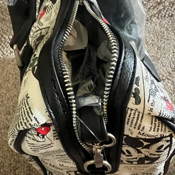 Mickey Mouse Newspaper Print Handbag - Black and White - Picture 6 of 6